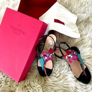 Valentino Nero Tropical Birds sandal